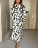 Chic Polka Dot and Geometric Pattern Dress