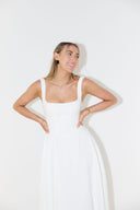 Chic Midi Dress with Square Neckline Design