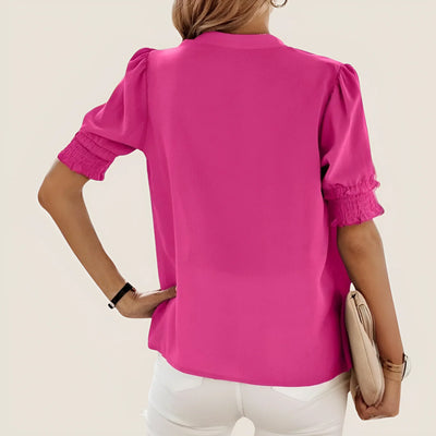 Chic V-Neck Short Sleeve Blouse