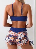 High-Waisted Floral Bikini Set in Green