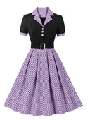 Chic Vintage Polka Dot Dress for Fall Women