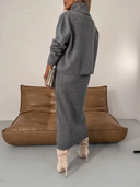 Chic Jersey Midi Dress with Turtleneck