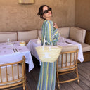 Chic Striped Patterned Crochet Maxi Dress