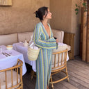 Chic Striped Patterned Crochet Maxi Dress