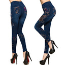 Floral Denim High-Waisted Leggings for Women