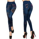 Floral Denim High-Waisted Leggings for Women