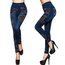 Floral Denim High-Waist Leggings for Women