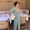 Chic Striped Patterned Crochet Maxi Dress
