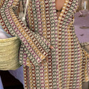 Chic Striped Patterned Crochet Maxi Dress