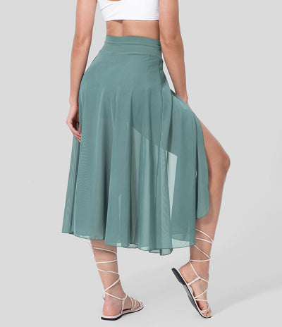 Chic High-Waisted 2-in-1 Midi Skirt