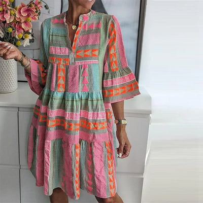 Chic Mini Dress with 3/4 Sleeves