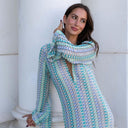 Chic Striped Patterned Crochet Maxi Dress