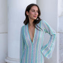 Chic Striped Patterned Crochet Maxi Dress
