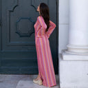 Chic Striped Patterned Crochet Maxi Dress
