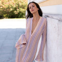 Chic Striped Patterned Crochet Maxi Dress