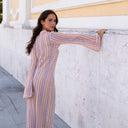 Chic Striped Patterned Crochet Maxi Dress