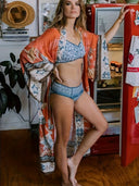 Chic Floral Print Kimono Wrap