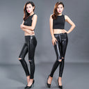 Chic Ripped Women's Leggings for Trendy Style