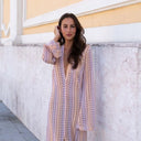 Chic Striped Patterned Crochet Maxi Dress