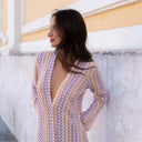 Chic Striped Patterned Crochet Maxi Dress