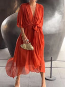 Chic V-Neck Chiffon Dress for Any Occasion