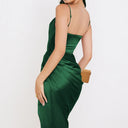 Chic Satin Ruffled Dress with Slim Straps