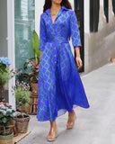 V-Neck 3/4 Sleeve Shirt Dress