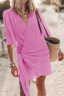Chic Wrap Neckline Beach Dress for Women