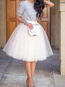 Voluminous White Tulle Skirt for Women