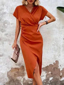 Chic Women's V-Neck Midi Dress