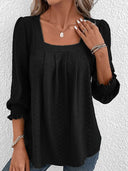 Square Neck Cotton Blouse for Effortless Style