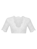 Chic Short Sleeve V-Neck White Dirndl Blouses for Women