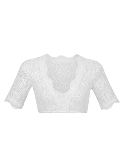 Chic Short Sleeve V-Neck White Dirndl Blouses for Women
