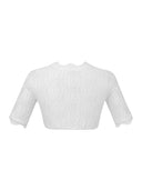 Chic Short Sleeve V-Neck White Dirndl Blouses for Women