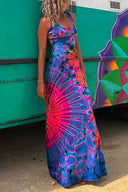 Chic Tie-Dye Maxi Dress with Lace Details