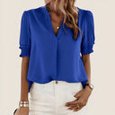 Chic V-Neck Short Sleeve Blouse
