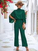 Chic Stand Collar Overall with Slit Sleeves