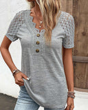 Women's Lace-Trim Short Sleeve Top