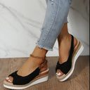 Orthopedic Peep-Toe Wedge Sandals - Stylish Support
