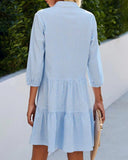 Checked A-Line Dress with Button Front for Women