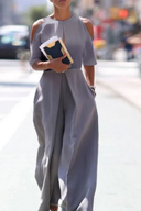 Trendy Jumpsuits with Straight Legs and Round Neckline
