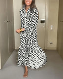 Chic Polka Dot and Geometric Pattern Dress