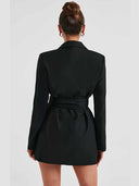 Chic Black V-Neck Blazer Dress for Women