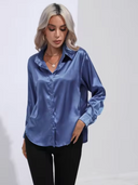 Chic Long Sleeve Satin Blouse