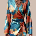 Abstract Marble Print Wrap Dress