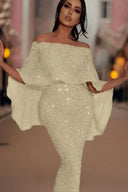 Off-Shoulder Glitter Maxi Dress for Glam Events