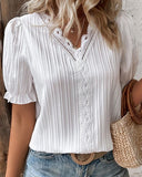 Floral Lace V-Neck Blouse - Fleur Elegance