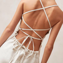 Chic Cotton Mini Dress with Crossed Back Design