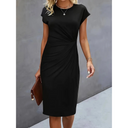 Waist-Accent Short Sleeve Dress for Women