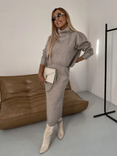Chic Jersey Midi Dress with Turtleneck